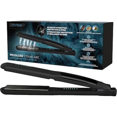 Revamp Progloss MoistureCare 1.25-Inch Flat Iron Steam Hair Straightener, Ceramic & Ionic Floating Plates, Auto-Off