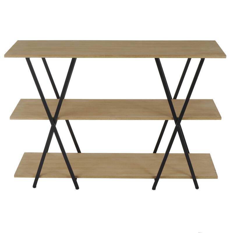 Metal 3 Shelf Shelving Unit with Black Metal X Frame - Brown - Roche River Decor