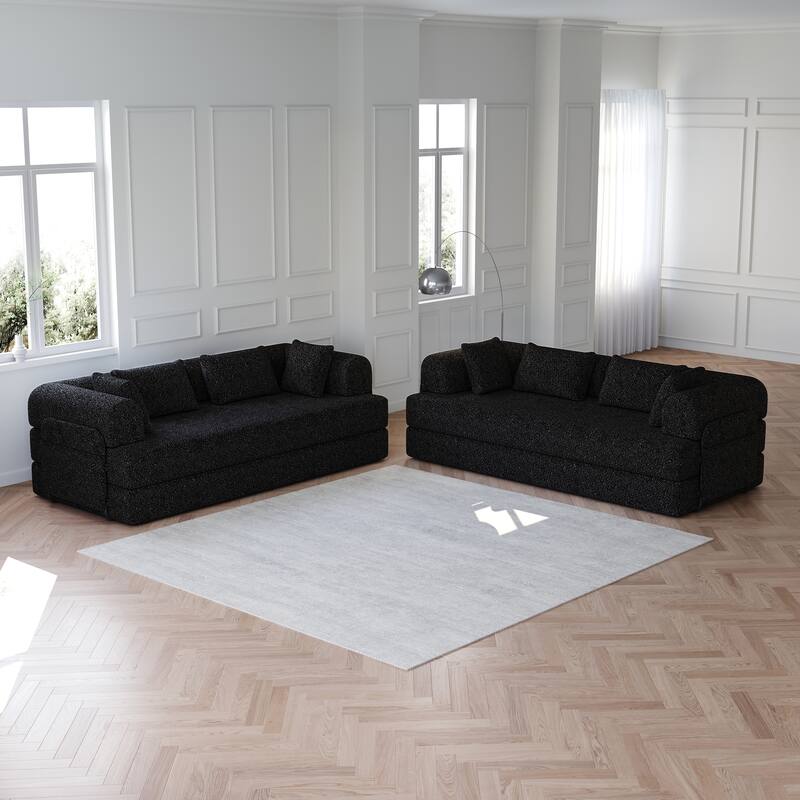 Anmytek Modern Chenille Convertible Sleeper Sofa 78.7" - 2PCS Folding Floor Couch