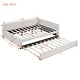 preview thumbnail 40 of 98, L-Shaped Backrest Daybed Upholstered Daybed Frame Classic Wood Slats Design with 2 Storage Drawers or Trundle, Full Size