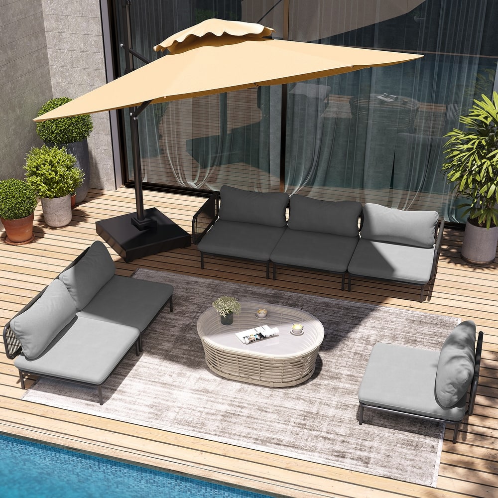 Pellebant Outdoor Sectional Sofa Patio Conversation Seating Set