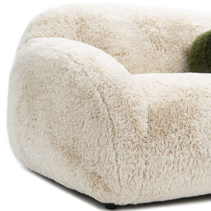 Furniture of America Cynra Modern 45-inch Faux Fur Swivel Arm Chair with Ball Pillow