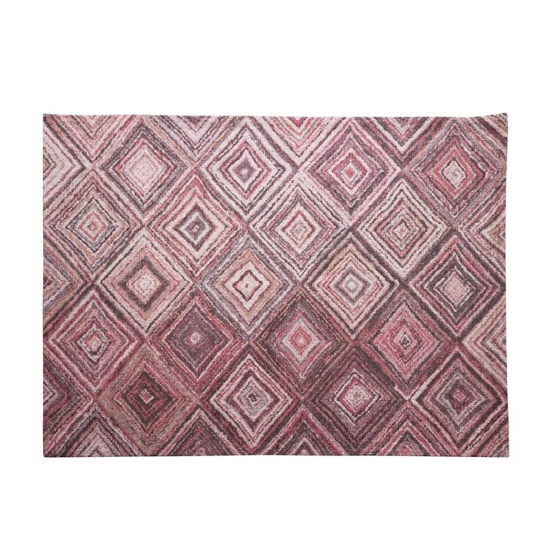 Woven Cotton Blend Diamond Print Rug - 84" L x 60" W x 2" H