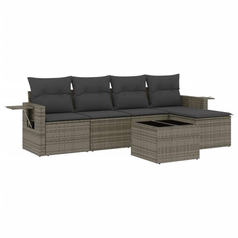 vidaXL Patio Sofa Set with Cushions Outdoor Conversation Furniture Poly Rattan