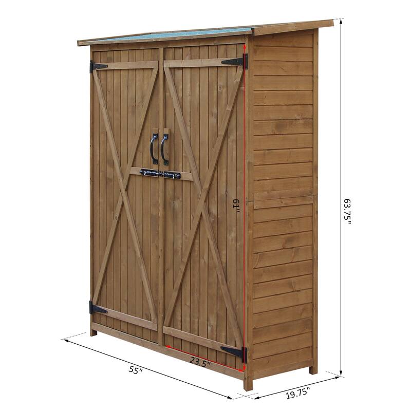 Outsunny Fir Wood Garden Storage Shed with Lockable Doors