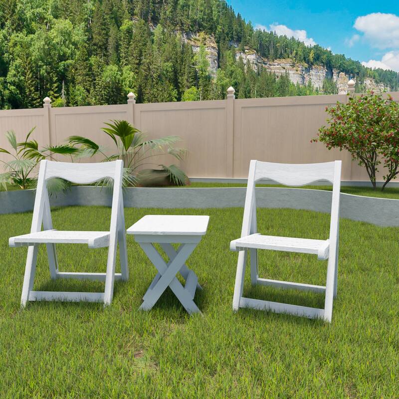 Outdoor Foldable Table Chairs Set (2 Chairs & Table), Set of 3
