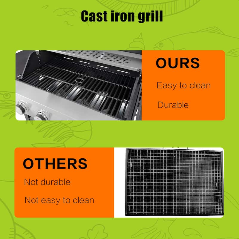 Propane Grill 4 Burner Barbecue Grill Stainless Steel Gas Grill with Side Burner, 46,500 BTU Outdoor Cooking