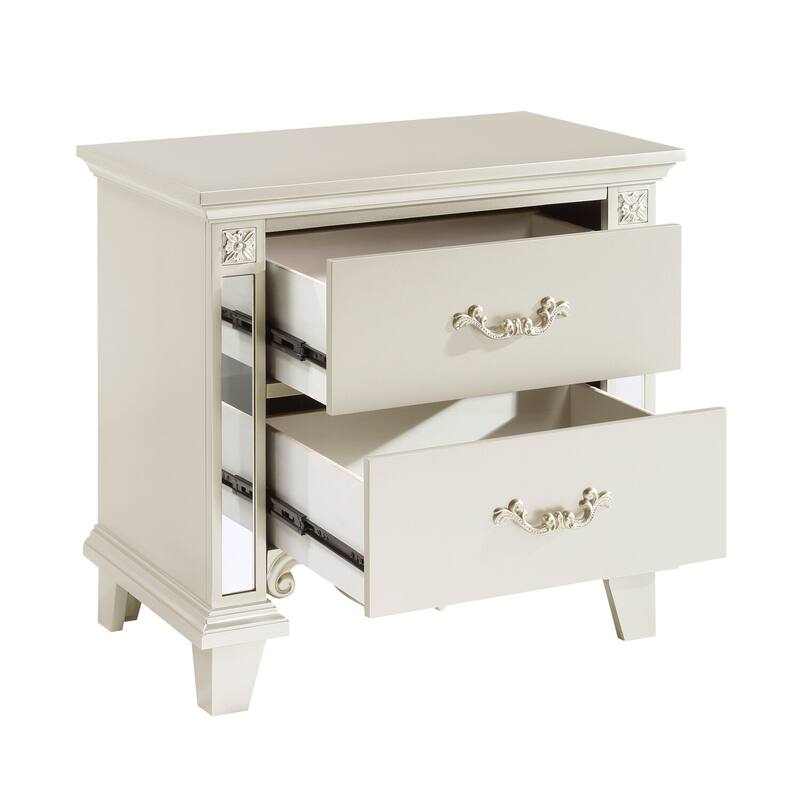 Champagne 2 Drawer 18 in. W Nightstand with Sturdy Hardware and Ample Storage