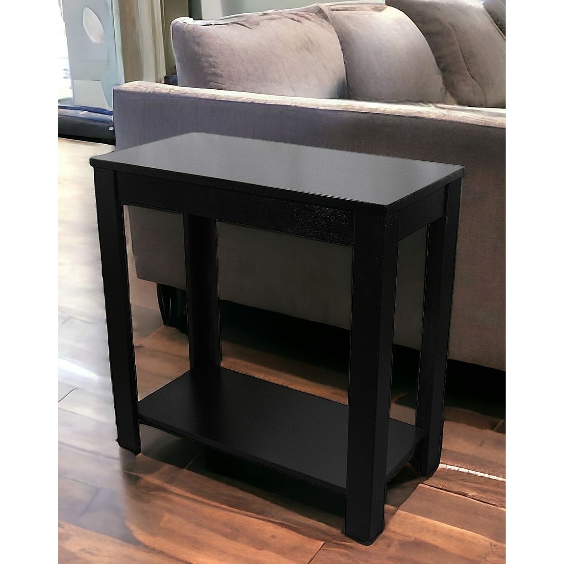 HomeRoots 24" Black End Table With Shelf - 24' X '24' X '12