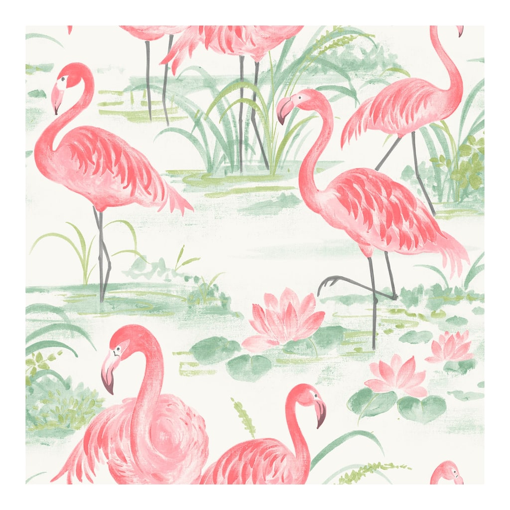 NuWallpaper Pink Flamingo Beach Peel & Stick Wallpaper - 216in x 20.5in x 0.025in