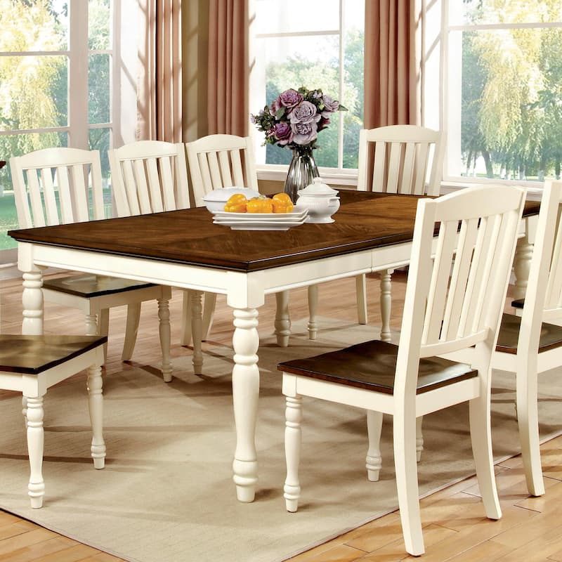 Furniture of America Bethannie 2-tone 78-inch Expandable Dining Table - Dark Oak