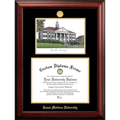 James Madison University 16w x 12h Gold Embossed Diploma Frame with Campus Image
