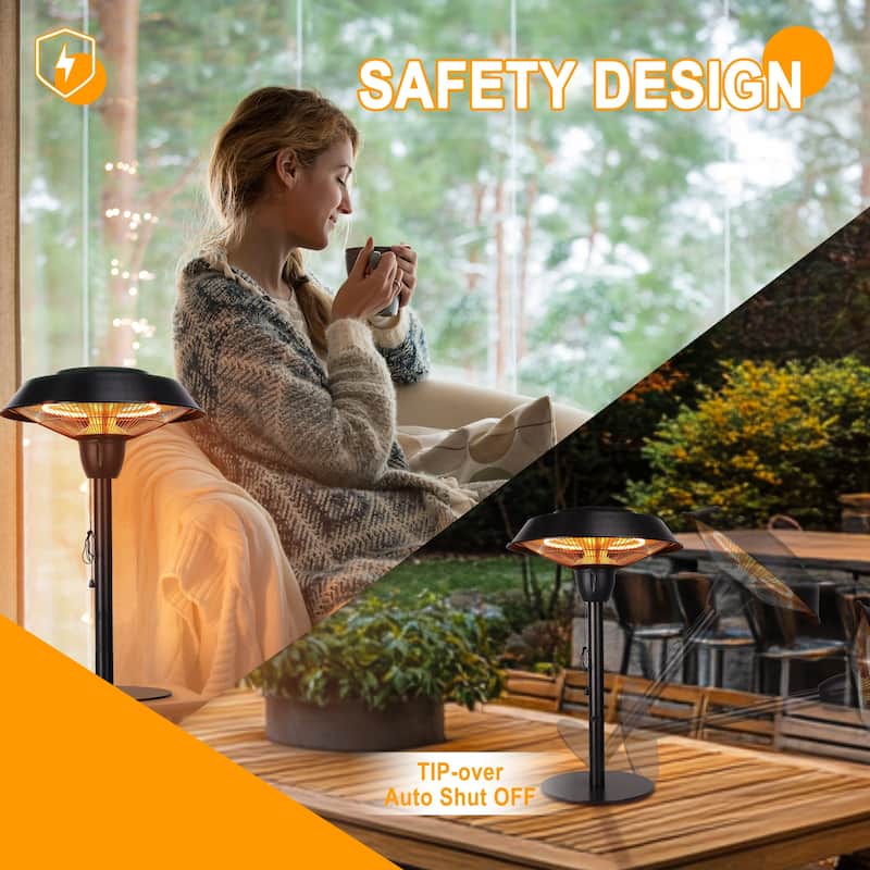 1500W Electric Tabletop Patio Heater, Infrared Electric Outdoor Heater, Portable Heater 5100 BTU