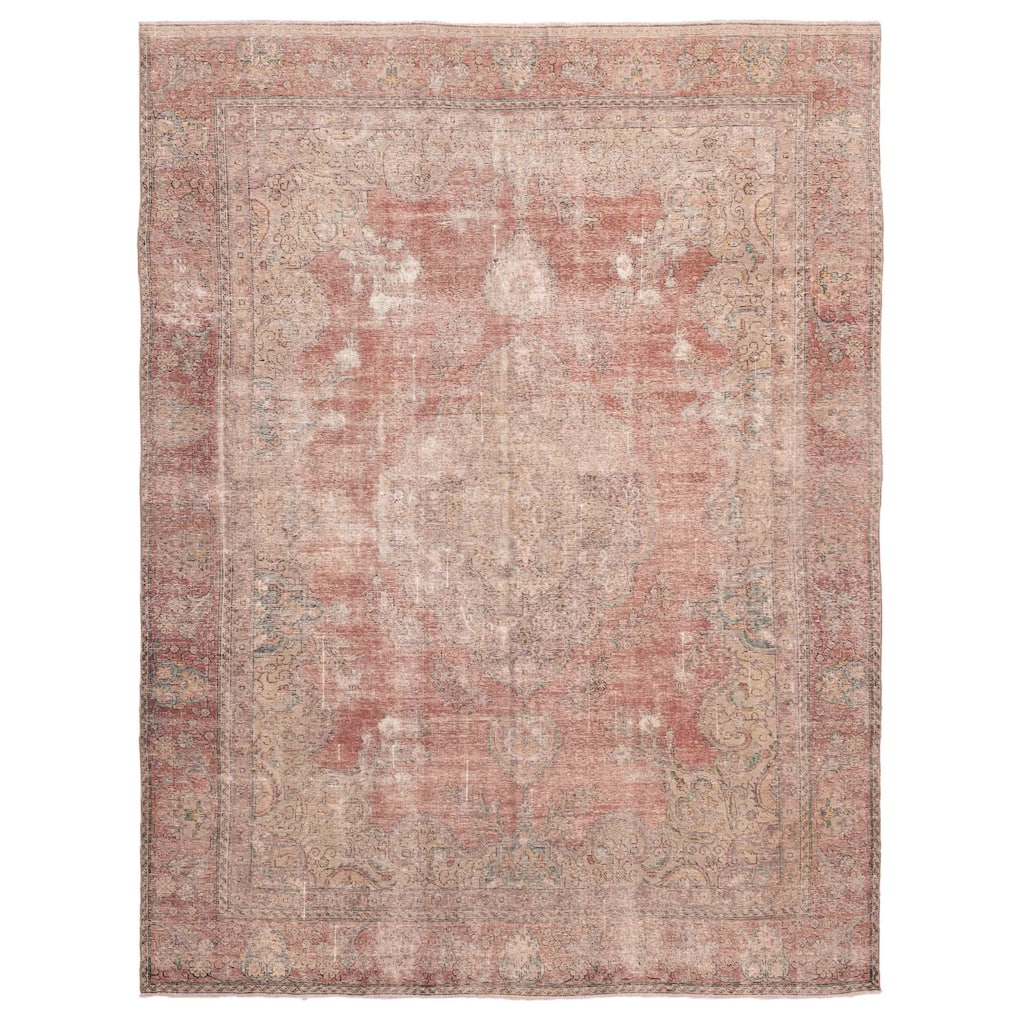 ECARPETGALLERY Hand-knotted Antalya Vintage Dark Red Wool Rug - 9'0 x 12'2