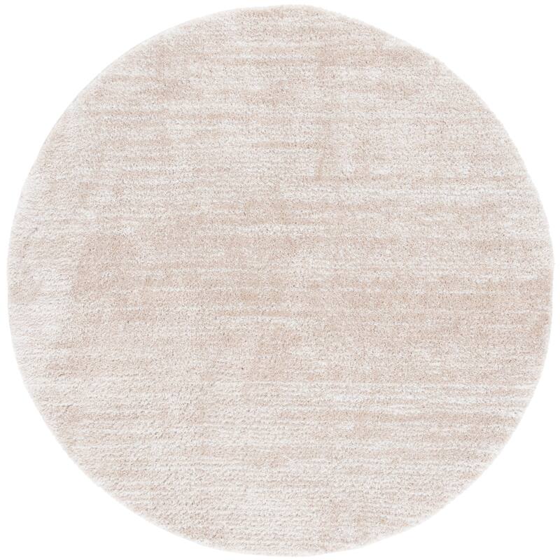 SAFAVIEH Tahoe Shag Yaprak Abstract 1.2-inch Thick Rug - 6'7" Round - Ivory/Gold - Round