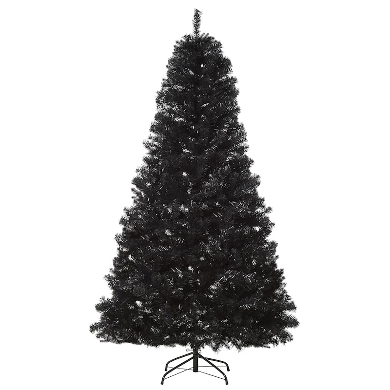 Full-Body Black Christmas Tree for Halloween and Holiday Indoor Decor - 7 Foot - Black