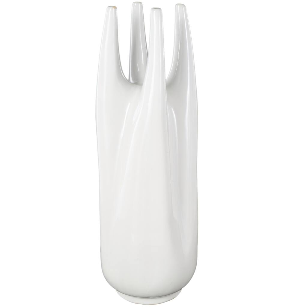 Ceramic Decorative Vase with Multiple Openings - White - Roche River Decor