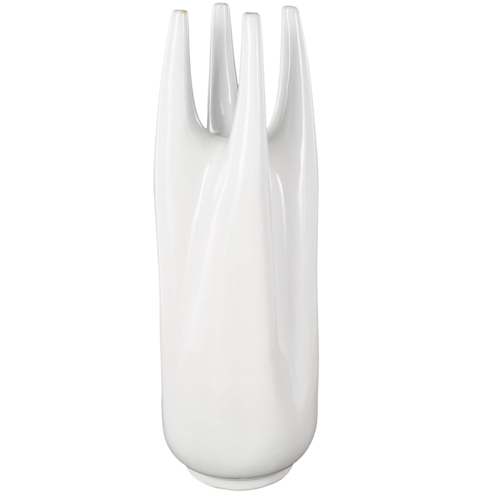 Ceramic Decorative Vase with Multiple Openings - White - Roche River Decor