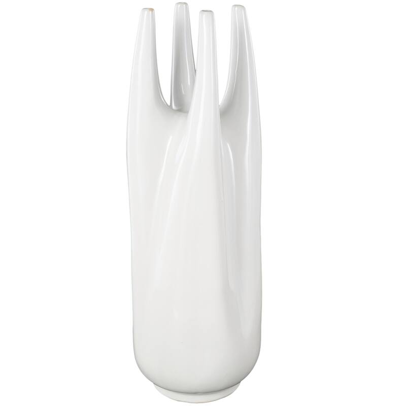 White Ceramic Decorative Vase with Multiple Openings