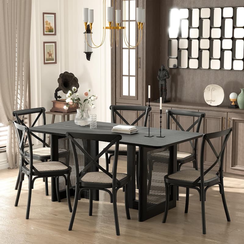 Wooakway Solid Wood 67'' Square Dining Table for 6 People Nordic style