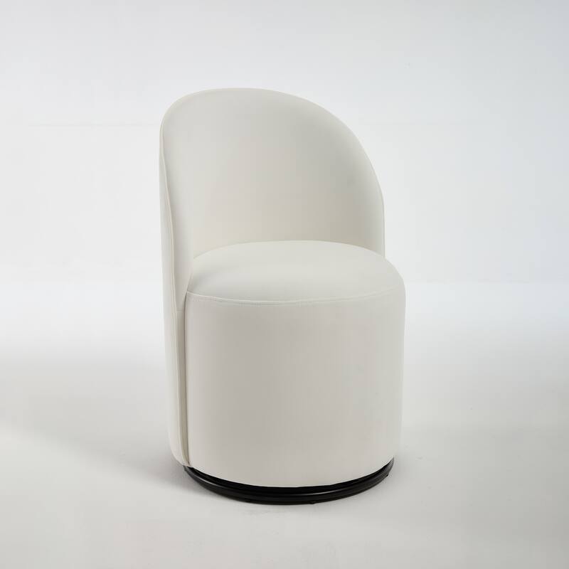 Upholstered Kitchen & Dining Room Barrel Chair, 360 Degree Swivel Comfy Armless Accent Makeup Vanity Side Chair