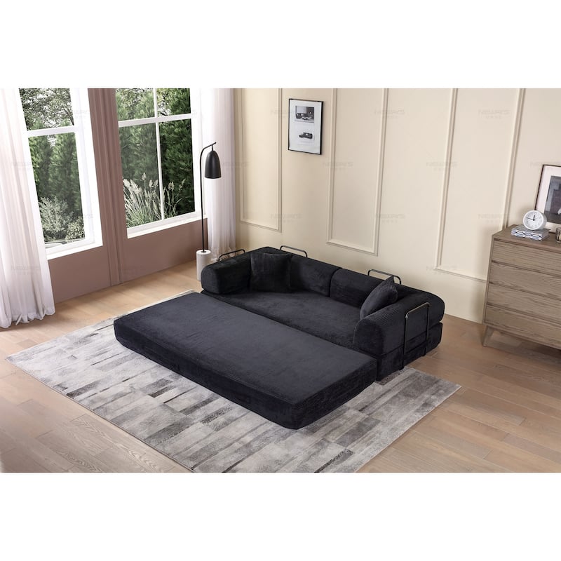 Twilight 2 - Piece Convertible Sleeper Sofa Bed, Corduroy Folding Mattress Couch with Fixed-Shape Framefor Cozy Living Spaces