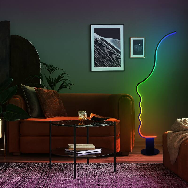 Modern Face LED Standing Floor Lamp - Black