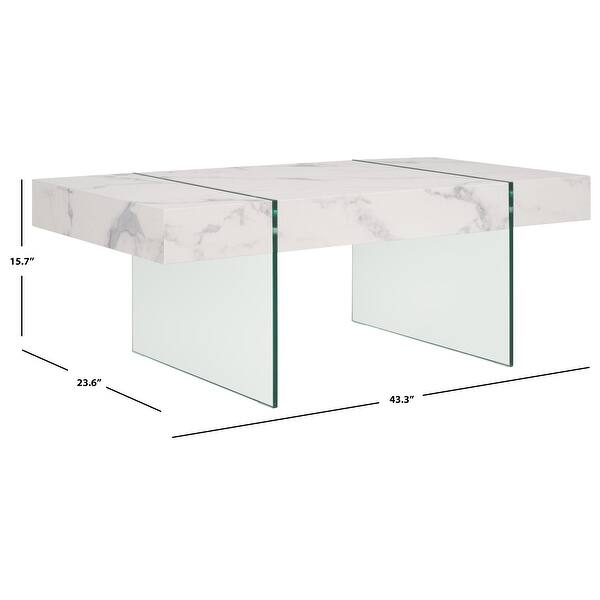 dimension image slide 2 of 5, SAFAVIEH Jacob Glass Leg Rectangular Coffee Table - 43.3" W x 23.6" L x 15.7" H