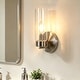 preview thumbnail 5 of 26, LNC Modern Farmhouse Clear Glass Wall Sconce Black Gold Silver Bathroom Vanity Lighting - W 4.7" x H 9.6" x D 4.5"