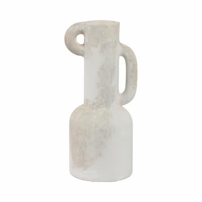Terracotta Decorative Flower Vase Rustic Matte Finish - 19" White