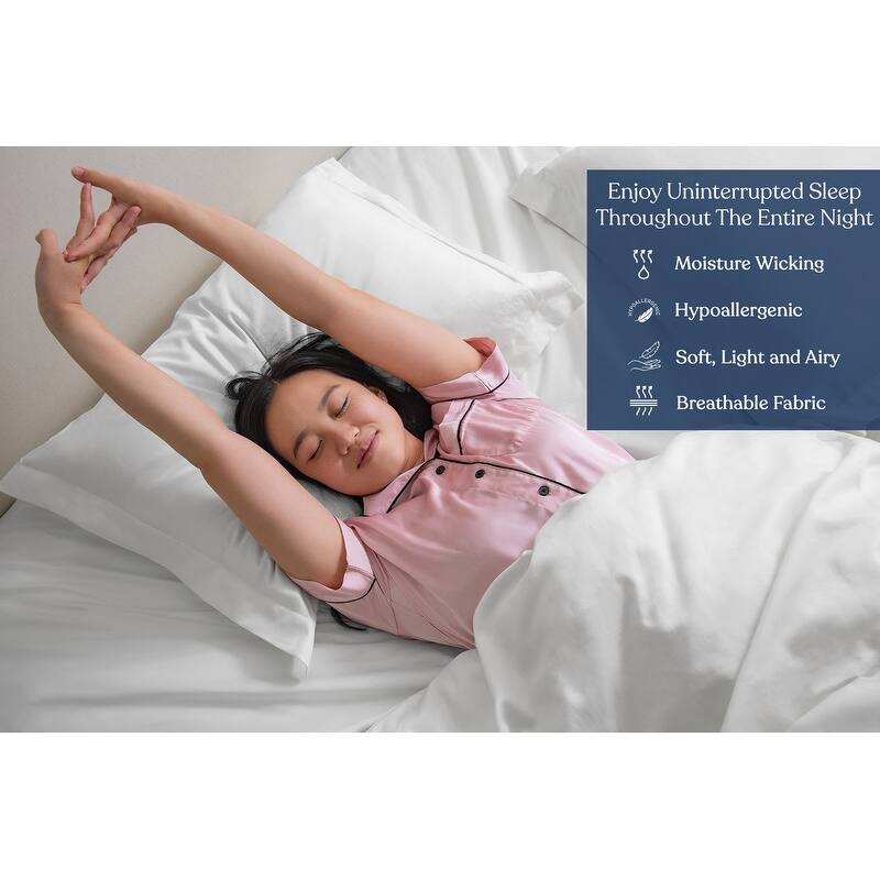 Delara GOTS Certified 100% Organic Cotton Fitted Sheet Set, 400TC Long Staple Cotton, Moisture-Wicking, Smooth & Breathable