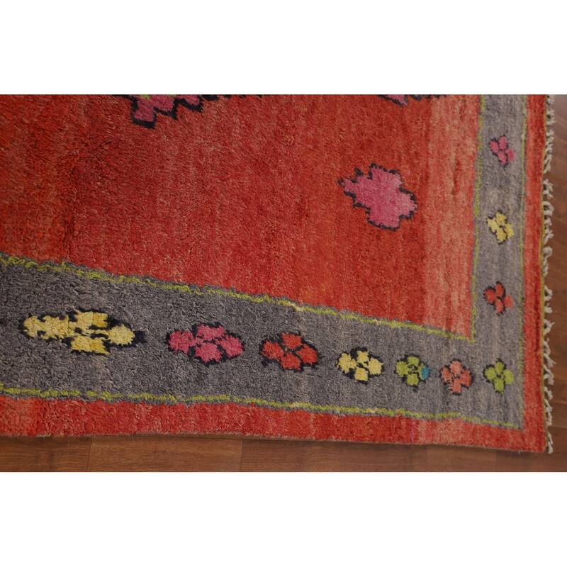 Geometric Moroccan Oriental Area Rug Hand-Knotted Wool Carpet - 7'0" x 9'7"