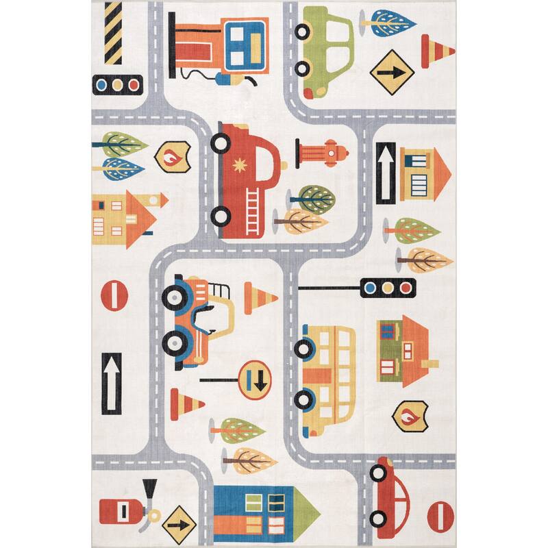 Nuloom Carmina SpinClean City Streets Machine Washable Kids Area Rug