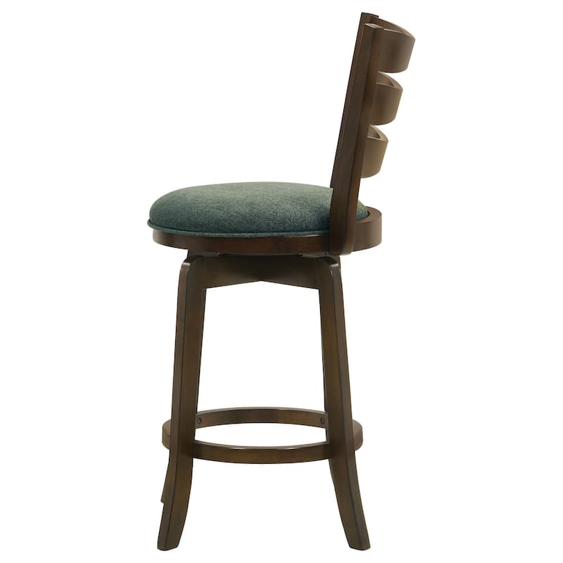 Mona Swivel Counter Height Chair, Hunter Green Fabric, Dark Cherry Brown