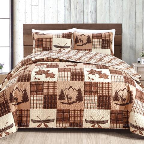 Redwood Collection 3 Piece Lodge Quilt Set with Shams