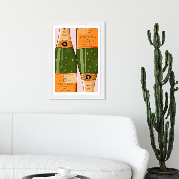 Wynwood Studio 'Shiny Champagne' Drinks and Spirits Wall Art Framed Print Champagne - Orange, Green. Opens flyout.
