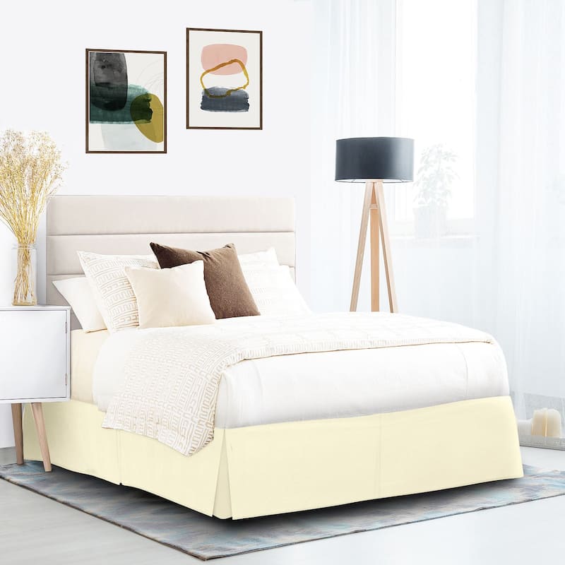 Nestl Pleated 14 inch Tailored Drop Bed Skirt - Soft Double Brushed Premium Microfiber Ruffle Bed Skirt - King - Vanilla Yellow
