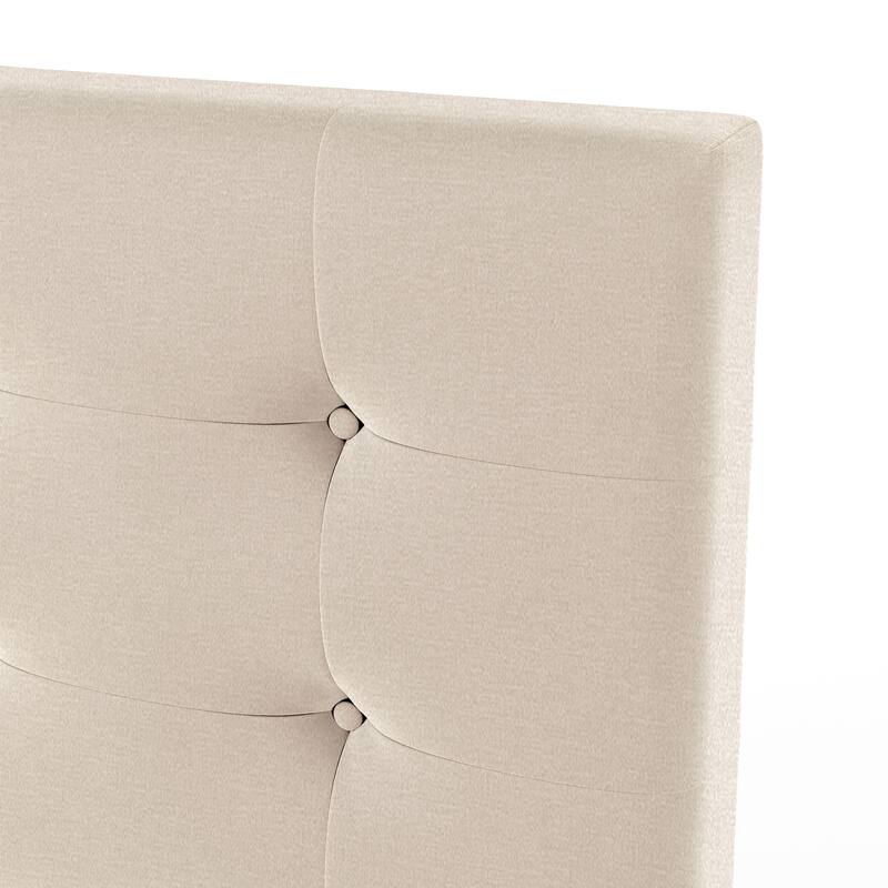 Upholstered Platform Bed with Classic Headboard and 4 Drawers, No Box Spring Needed, Linen Fabric, Queen Size