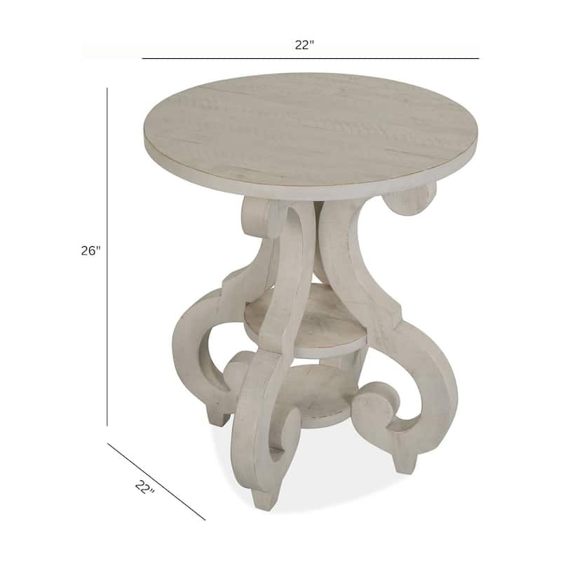 Magnussen Home Bronwyn Alabaster Round Accent Table - 22''W x 22''D x 26''H