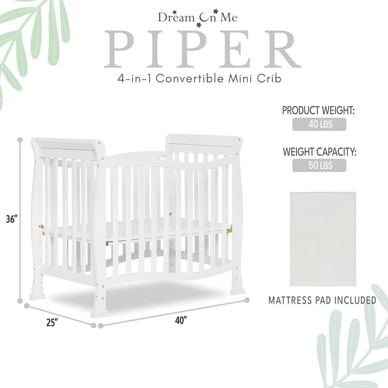 Dream On Me Violet 4-In-1 Convertible Mini Crib