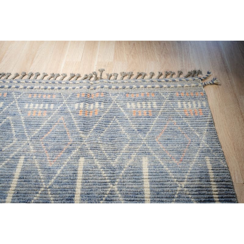 Home Decor Ivory Hand-Knotted Wool Contemporary Plaid Marrakech Handspun Area Rug. Elegant Design for Living Room, Bedroom