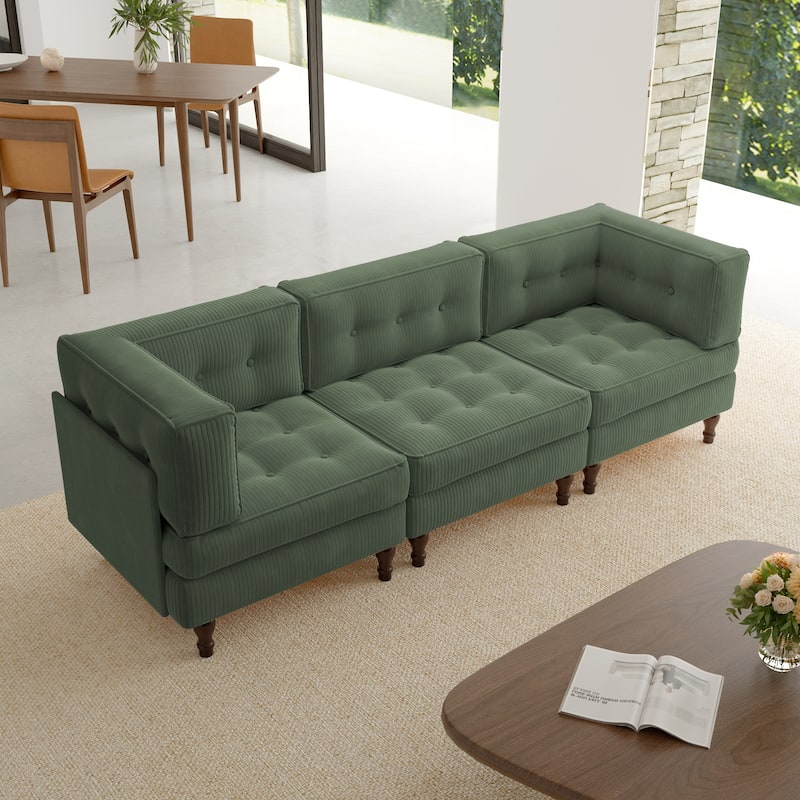 Oversized Modular Sectional Corduroy Fabric Tufted Sofa