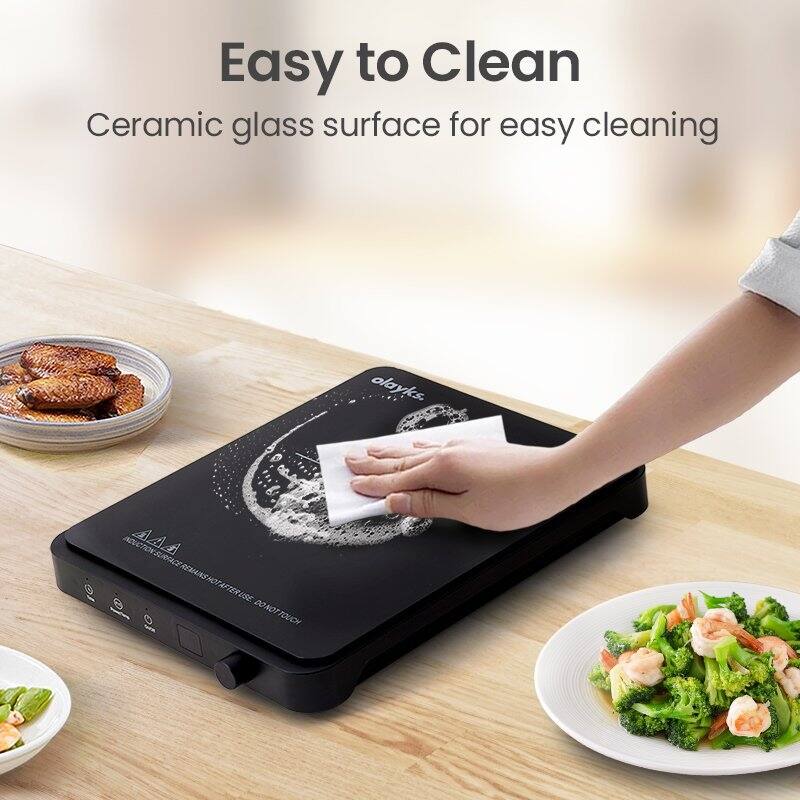 Black Portable Electric Induction Cooktop with Sensor Touch, 9-Level Adjustment, Timer, and LED Display, 1500W