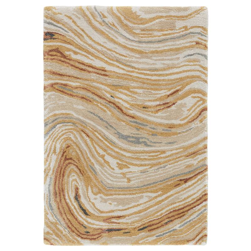 Porch & Den Beckham Handmade Abstract Gold/ Beige Wool-blend Area Rug