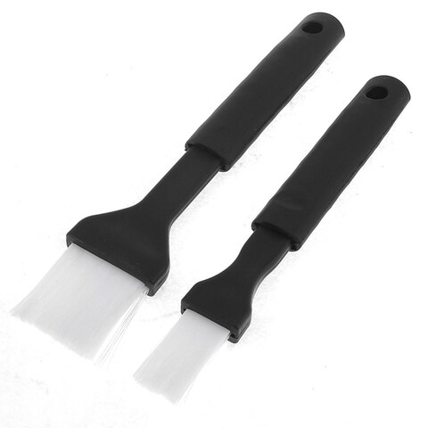 BBQ Cook Kitchen Cooking Baking Basting Pastry Barbecue Brush 2 Pcs - Black