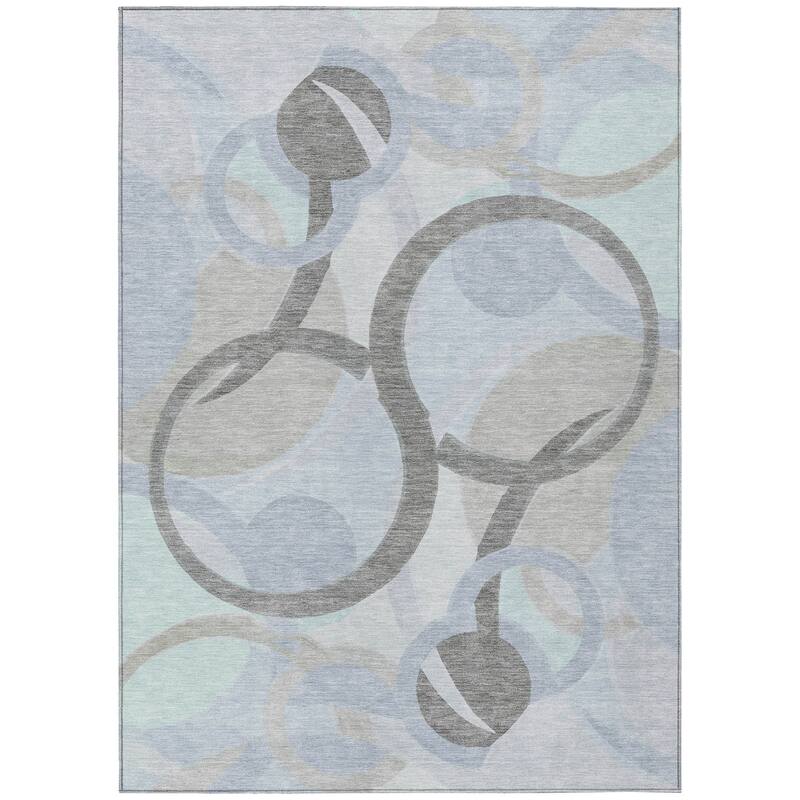 Machine Washable Indoor/Outdoor Contemporary Deco Chantille Rug