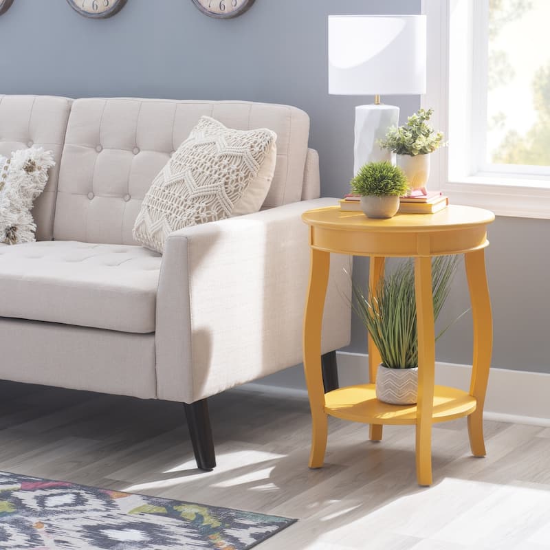 Penelope Round Table with Shelf - Yellow