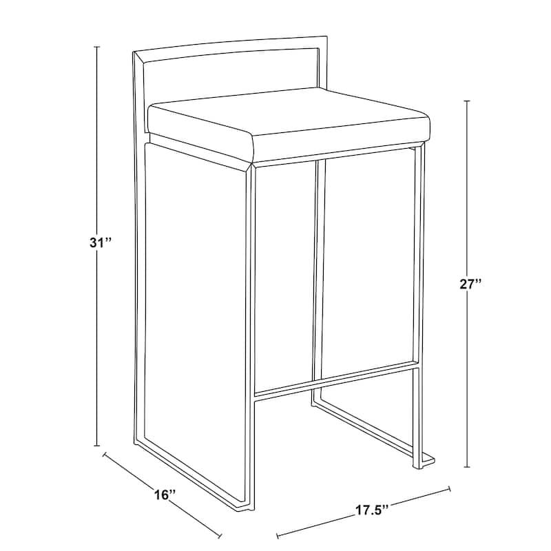 Porch & Den Forrest 26" White Fixed-Height Stackable Counter Stool (Set of 2)