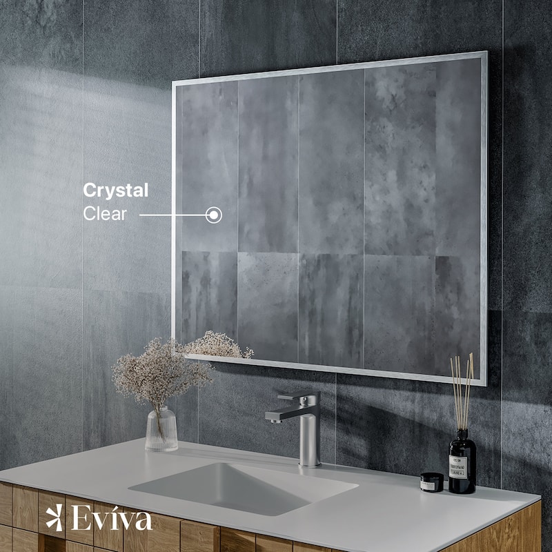 Eviva Sax 24" x 30" Rectangular Brushed Nickel Metal Framed Mirror - Brushed Nickel