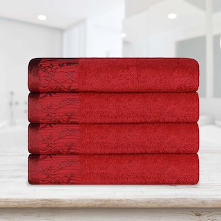 Superior Wisteria Cotton Floral Jacquard Border Bath Towel Set